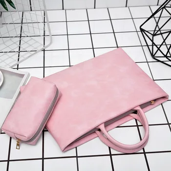 

New Portable High Quality PU Fashion Computer Bag Men and Women PU Leather 13.3" 14" 15.6" Portable Waterproof Shoulder Bag