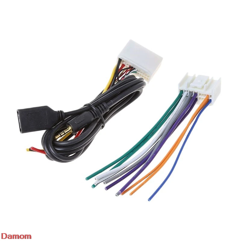 Автомобильный аудио стерео жгут проводов адаптер Комплект с USB и AUX разъем
