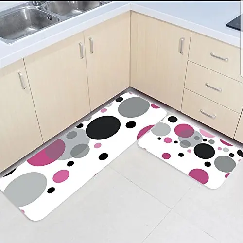 

2 Piece Kitchen Mats and Rugs Set Colorful Bubbles Home Deocr Non Skid Area Runner Doormats Carpet