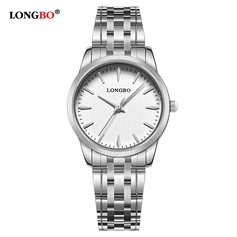 LONGBO бренд повседневные кварцевые часы для пары модные новые мужские и женские часы водонепроницаемые простые наручные часы для влюбленных подарки 80305 - Цвет: White Women
