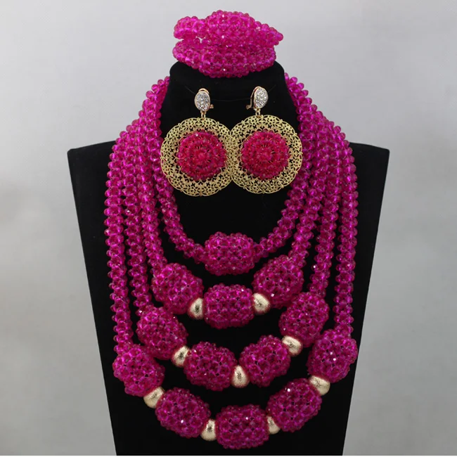2017 Amazing Fuchsia Pink Chunky Big African Beads Jewellery Set Hot Pink Beads Women Statement Necklace Set Free ShippingABL803 2017 Amazing Fuchsia Pink Chunky Big African Beads Jewellery Set Hot Pink Beads Women Statement Necklace Set Free ShippingABL803