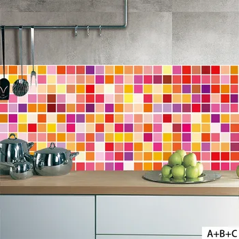 

New arrival Creative mosaic Ceramic tile sticker Bedroom kitchen Retro wallpaper Home living room wall sticker Wholesales