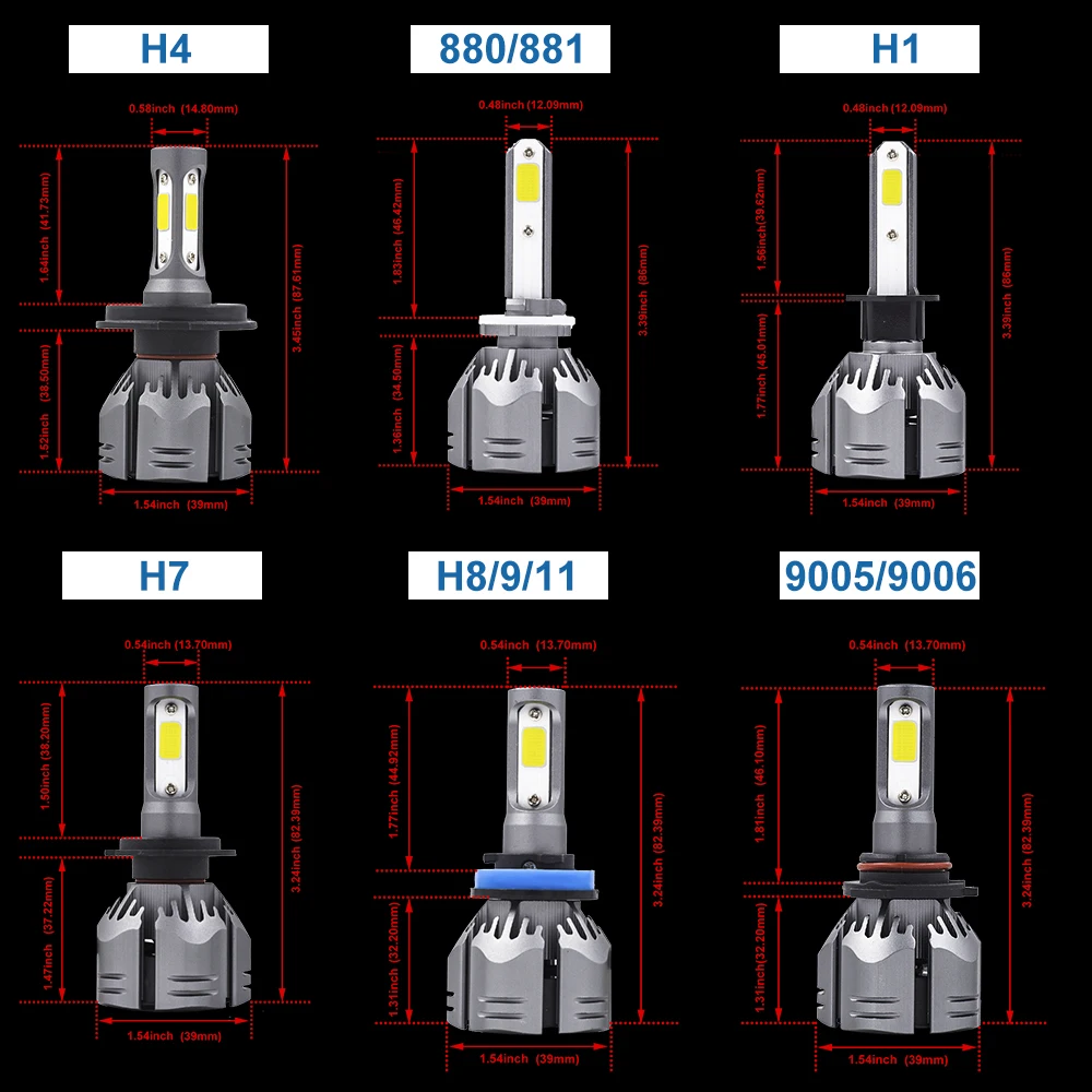 Czpvq фар автомобиля H7 светодиодный H11 H4 H1 H3 H8 H9 9005 9006 880 881 H13 9004 9007 3000 K 4300 K 6500 K 8000 K светодиодная лампа для авто противотуманных фар