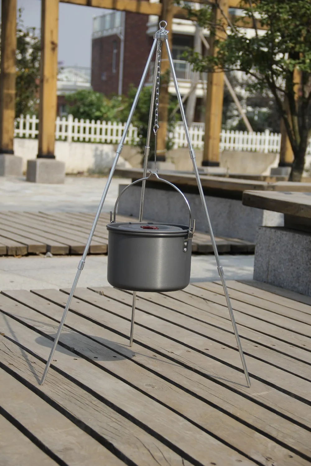 Tiartisan Outdoor Camping Alumium Picnic Cooking Tripod for Hanging Pot Durable Portable Campfire Picnic Pot