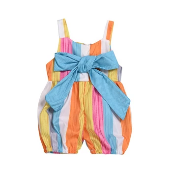 

Baby Girl Romper Fashion Backless Bow Strap Rainbow Jumpsuit Sleeveless Sunsuit Outfits Newrborn baby clothing Bloomers 0-3years