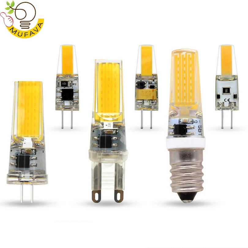 2018 Новый светодиодный светильник G4 G9 E14 AC/DC 12V 220V 3W 6W 9W COB лампочка с регулируемой