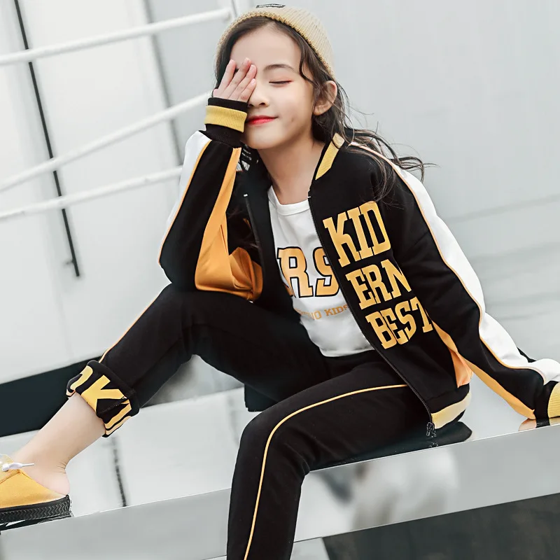 

Teenage Girls Clothes Spring 5-12year Children Cute Clothing Set Cotton Coat+Pants+Underwear 3 Piece Kids Fashion Clothes Sets