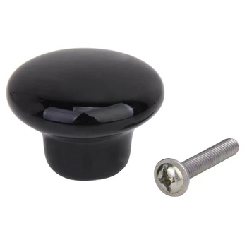 

5 x Round Ceramic Cabinet/Drawer/Cupboard/Bin Pull Knobs Handles---Black