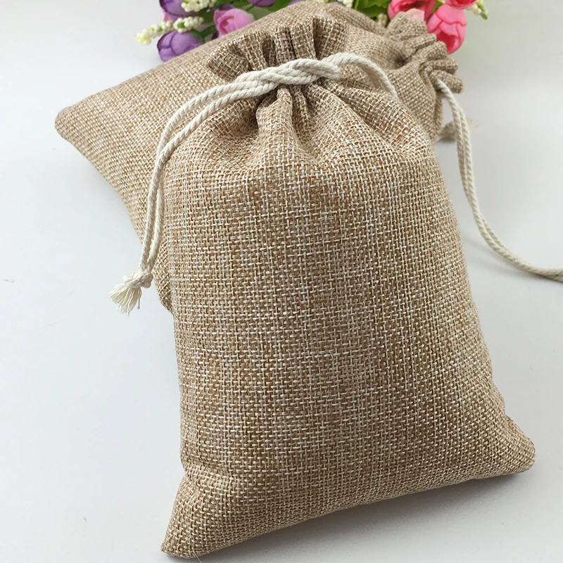 10x14cm 50pcs cotton drawstring bag jute bags small bags for women/food