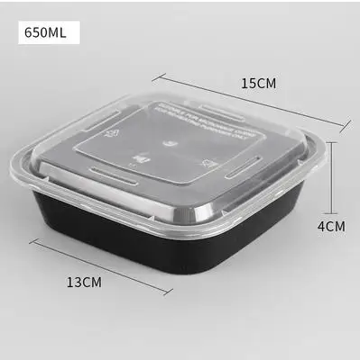 50Pcs Disposable Microwave Plastic Food Storage Container Safe Meal Prep Containers For Home Kitchen Food Storage Box - Цвет: 650ML