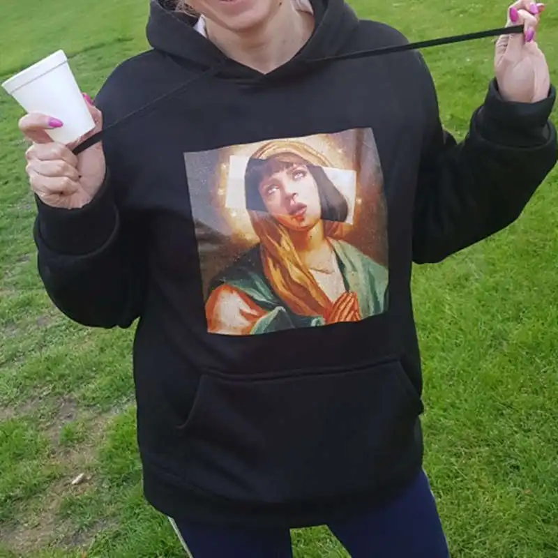 

New hot sale Virgin Mary print ladies hoodie funny street men / ladies autumn and winter casual hoodie sweatshirt pullover shirt