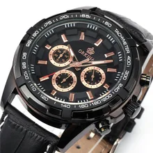 Мужские часы мг. ORKINA японский кварцевый механизм Секундомер-хронограф функция Кожаный ремешок черные часы Relogio Masculino