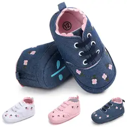 Новый Цветочный Джинсы для женщин Холст Детские Обувь новорожденных обувь для девочек Обувь для малышей Дети Малыши Обувь Спортивная
