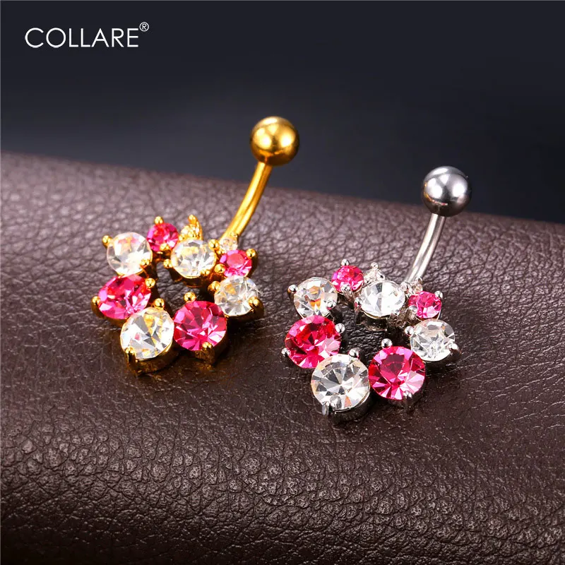 

Collare Reiki Crystal Piercing Nombril Belly Button Rings Gold/Silver Color Navel Ring Rhinestone Women Body Jewelry DB116