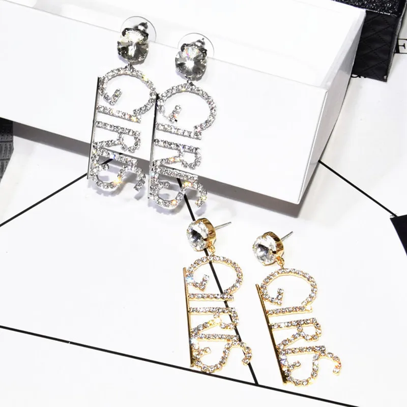 

Ajojewel Fashion Statement Letter Girls Earrings With Stones Big Earings Women Jewelry
