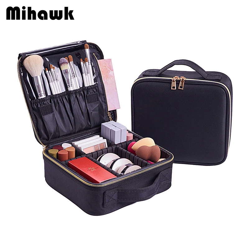 

Mihawk Portable Cosmetic Bags Women Makeup Organizers Zip Pouch Professional Travel Suitcases Big Capacity Toiletry Tote Supply