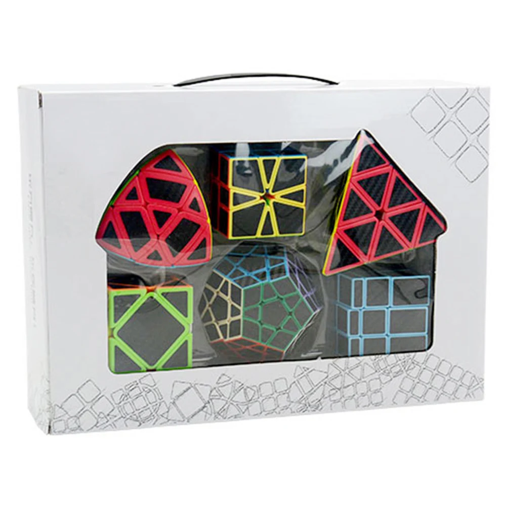 babelemi-carbon-fiber-sticker-speed-magic-cube-6-pcs-gift-box-puzzle-game-cubes-educational-toys-gift-for-children-kids