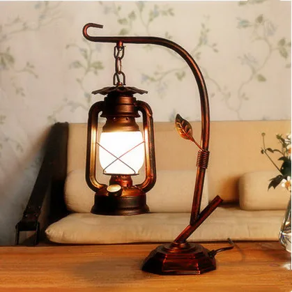 Southeast Asia retro frosted glass Table Lamps American classic antique E27 LED iron lamp for bedside&foyer&bar&cafe LDK030