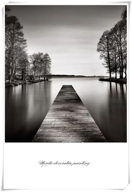 Black And White Landscape Canvas Painting Nordic Poster Wall Art Prints