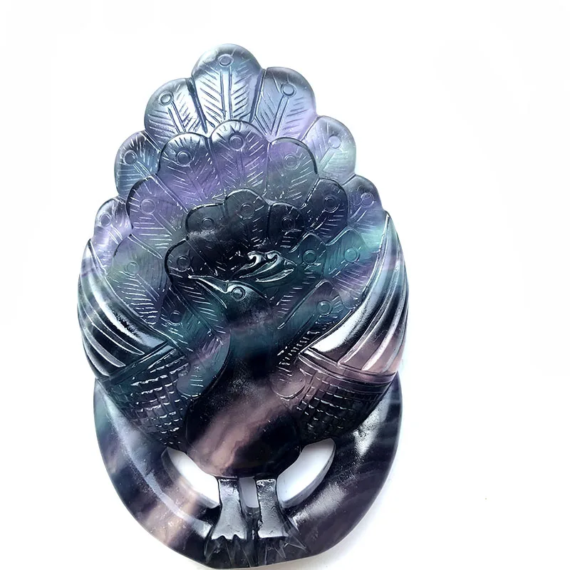 

Free Shiping Natural Colorful Fluorite Peacock Crystal Hand Carved Polished Stone Healing Gemstone Deco FYY