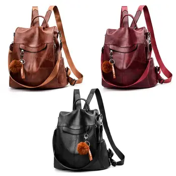 

Anti Theft PU Leather Backpack Travel Rucksack Shoulder School Bag Shoulder Crossbody for Teenage Girls