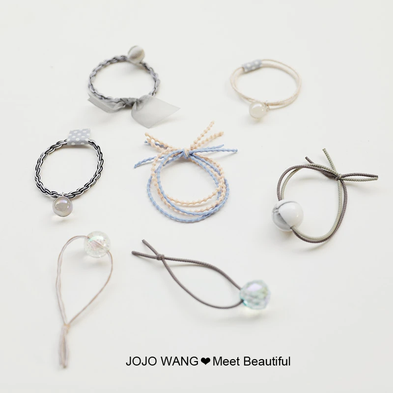 Korean Kawaii 7 Pcs A Pack Classic Fashion Head Rope Pearl Elastic Hair Bands Simple Colorful Rubber Band Multicolor Hair Ring Korean Kawaii 7 Pcs A Pack Classic Fashion Head Rope Pearl Elastic Hair Bands Simple Colorful Rubber Band Multicolor Hair Ring