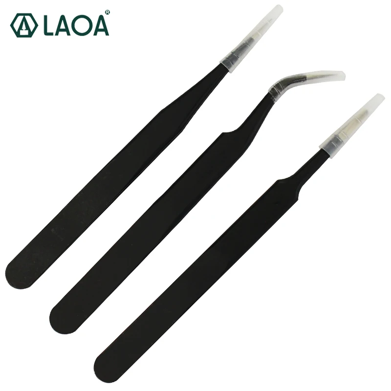 

LAOA 3PCS Stainless Steel Tweezers Portable Pinzette Watch Repairing Tools Dental Tool Pincet Handtools