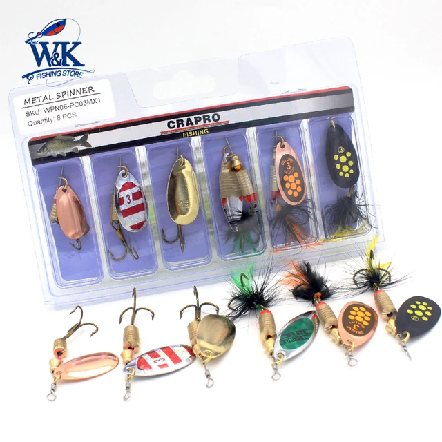 Bucktail Spinner Baits 2# Size Perch Trout Muskie Fishing Lure KIT at  6pcs/set Freshwater Spoon