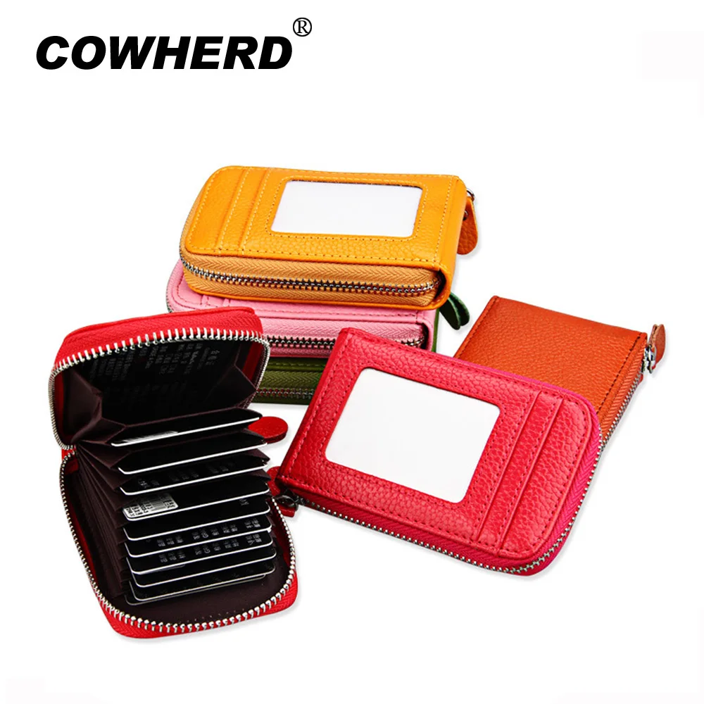 Cowherd Top Layer Genuine Cow Leather Unisex ID Card Holder 13 Slots Wallet Credit Business Cards Bag Hot selling | Багаж и сумки
