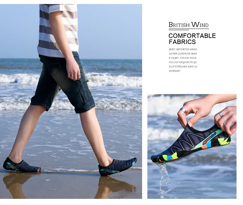 Water Shoes Aqua Shoes Beach Swimming Shoes Men Breathable Slip-on Sport Sneakers Lightweight Upstream Shoes (13)