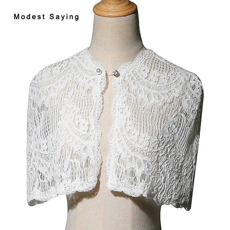 Real Elegant Ivory Lace Wedding Boleros 2018 New Arrival Formal Women Bridal Shawls and Wraps