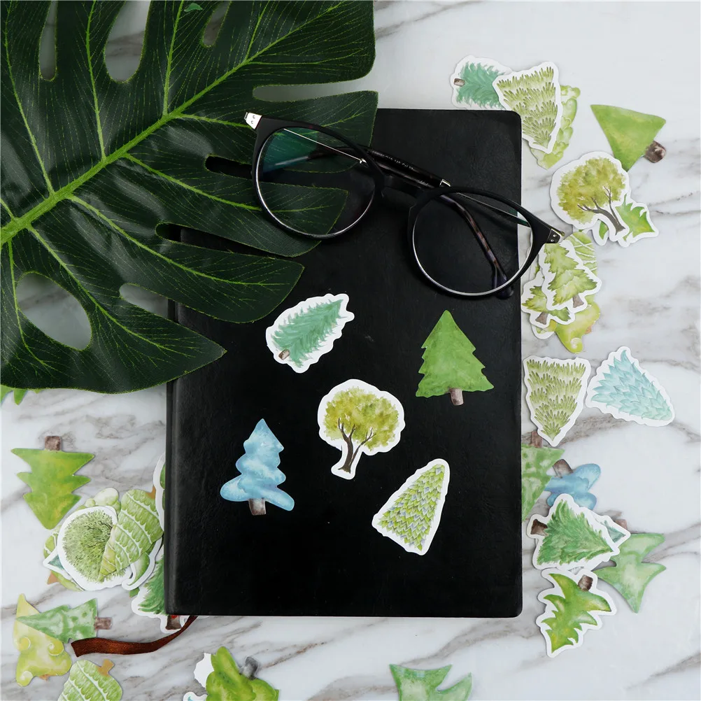 

45Pcs Creative Little Forest Trees Decorative Stickers Adhesive StickersDIY Decoration Diary Stickers Box Package Material:paper