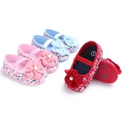 Новый малышей Обувь для девочек Цветок Обувь для младенцев мягкие Цветы Эластичные Повседневная выходная обувь детская мода Первые