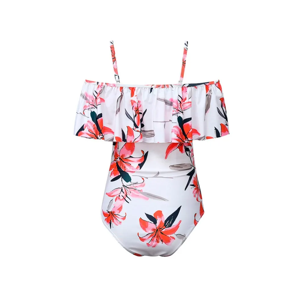 Для беременных купальник со складками, с открытыми плечами красный цветочный купальник с принтом купальный костюм Одежда для пляжа больших размеров M-3XL