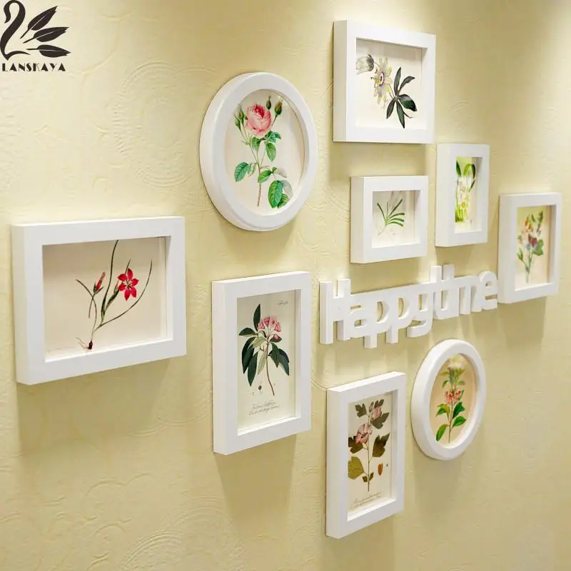 Lanskaya Carved Round Solid Wood Photo Wall Combination Wedding Foto 3d