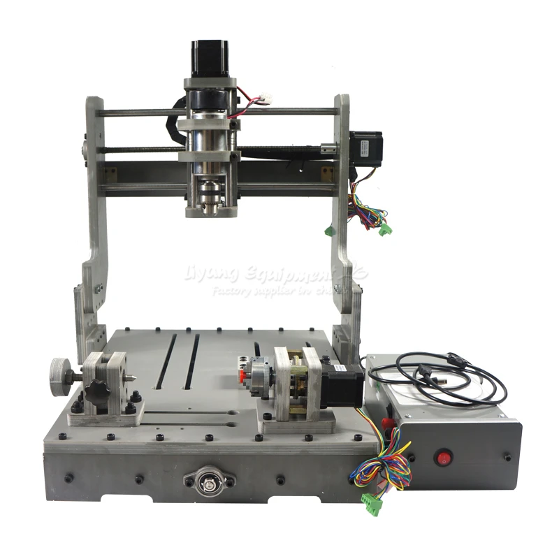 DIY 4 Axis Mini CNC Woodworking Lathe Machine 300W CNC 3040 Router 3D