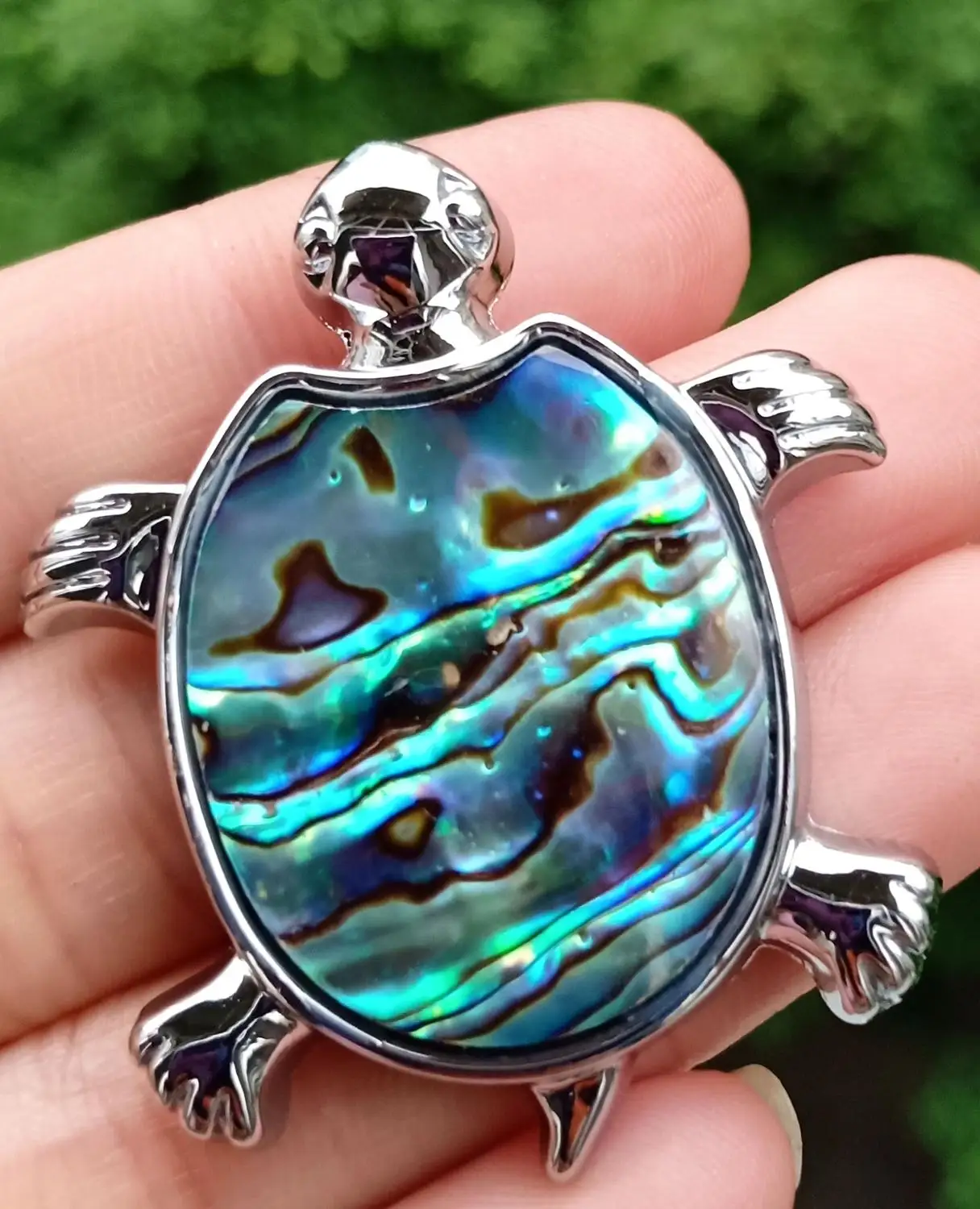 

Natural Abalone Shell Turtle Pendant bead Energy Reiki Healing Amulet L25787