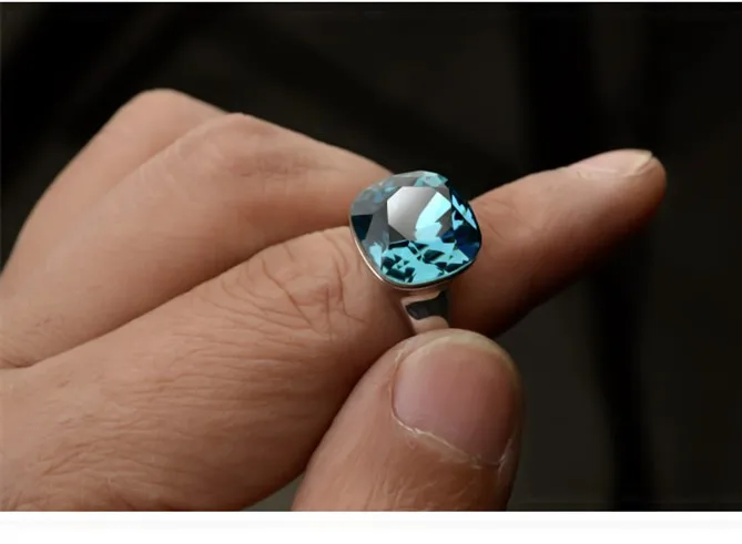MOONROCY, серебряное кольцо с кристаллами, фианит, Синий австрийский кристалл, обручальное кольцо, женский подарок, Прямая поставка, ювелирные изделия