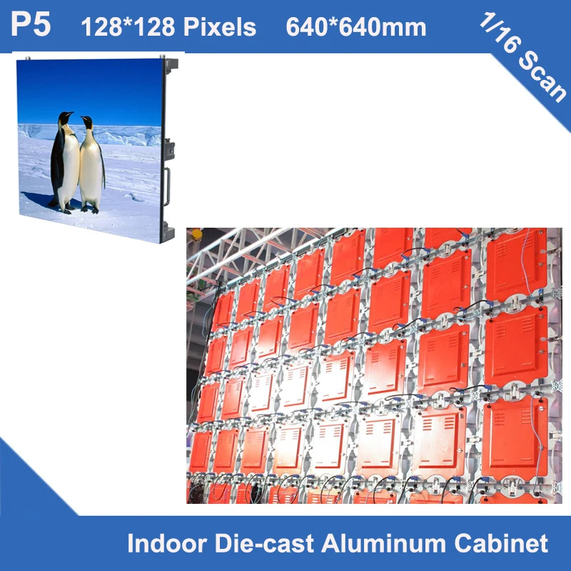 

P5 indoor advertising billboard board aluminum Diecasting Cabinet 640mm*640mm ultra Thin 1/16 scan rental videowall led display