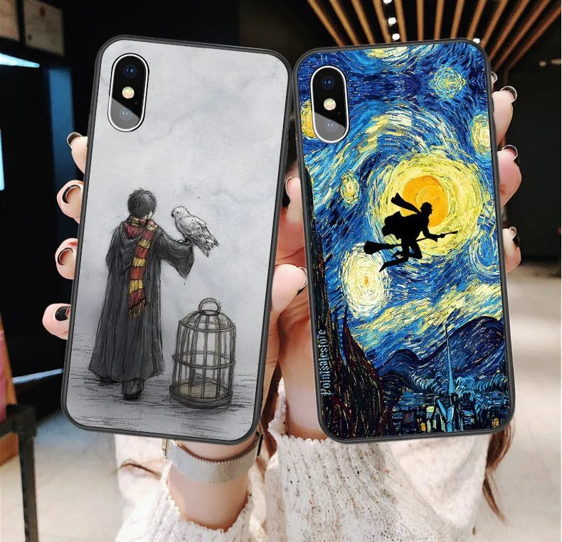 

Harry Potter Deathly Hallows TPU Case For iPhone 7 8 Plus XS MAX XR Soft Luxury Hogwarts Cover For iPhone X 6 6S Plus 5 SE Coque