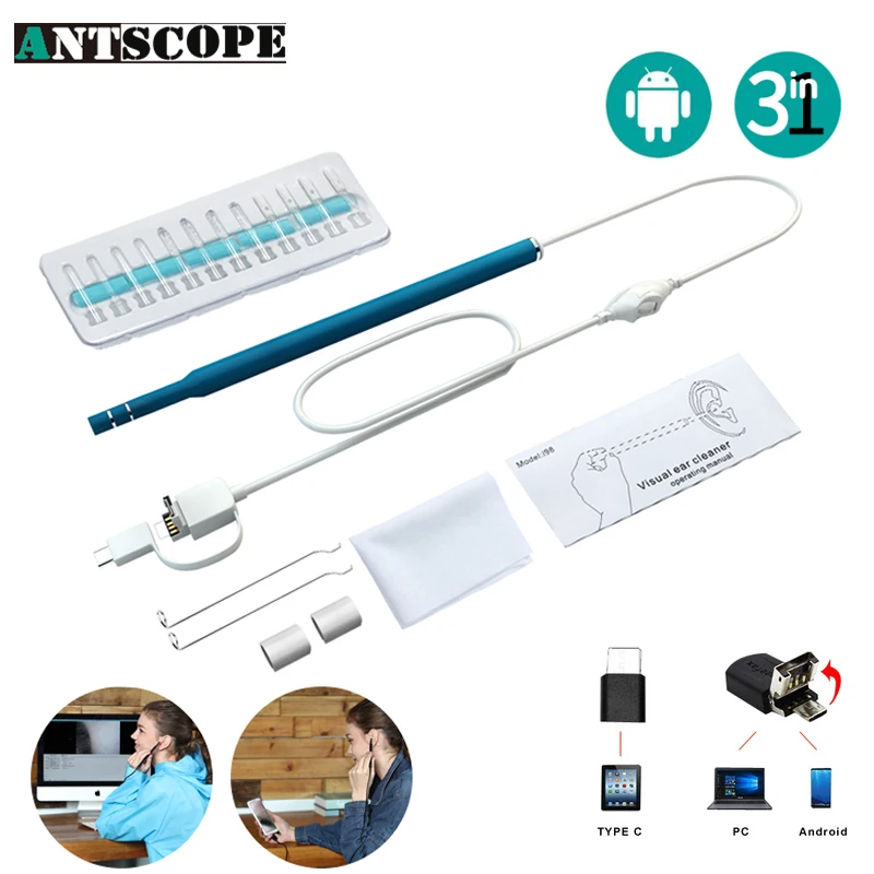 online Antscope Visual HD Câmera Endoscópio Android Tipo de Limpeza Da Orelha C USB Otoscopio Mini Câmera Ferramenta Ouvido Instrumentos Ouvido Nariz e Garganta