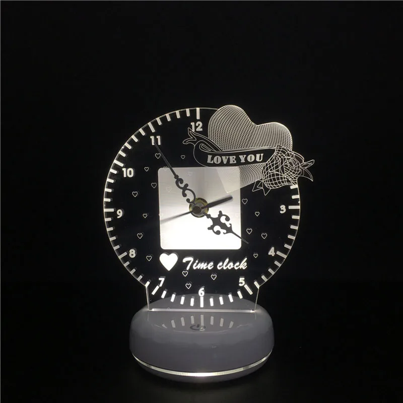 Chiclits Novelty Time Clock 3D LED Table Lamp USB Touch Remote Control Night Light With Multicolor I Love You For Kid Bedroom (9)