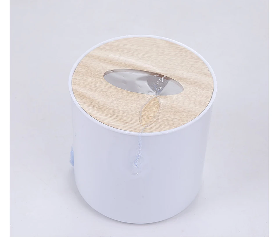 Кухонная круглая деревянная пластиковая коробка для одноразовых салфеток Твердый Деревянный Держатель салфеток чехол простой стильный 12,8*13,4 см