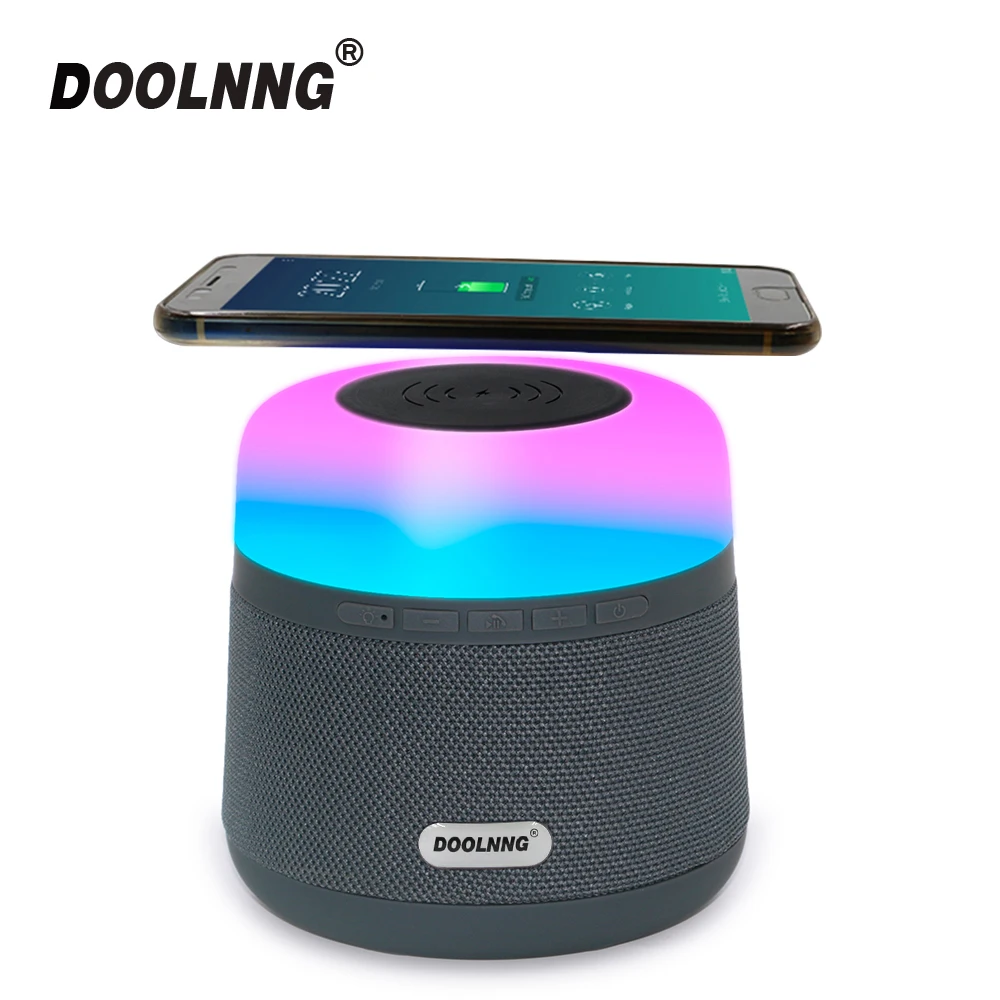 

DOOLNNG NR3500 10W Cloth Bluetooth Speaker With LED Colorful Night Light Powerful Desktop Subwoofer Wireless Charging For phone