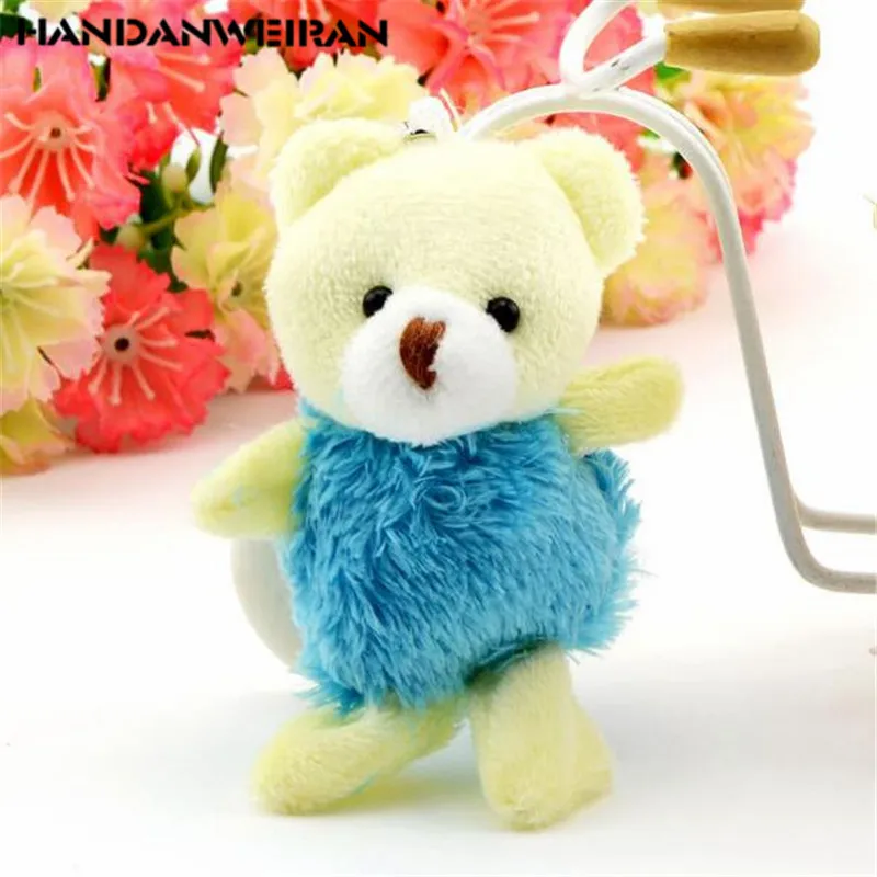 

HANDANWEIRAN 1PCS Mini Bear Plush Toys Creative Cute Bears Stuffed Toy Keychain Small Pendant Wedding Company Event Prizes 8CM
