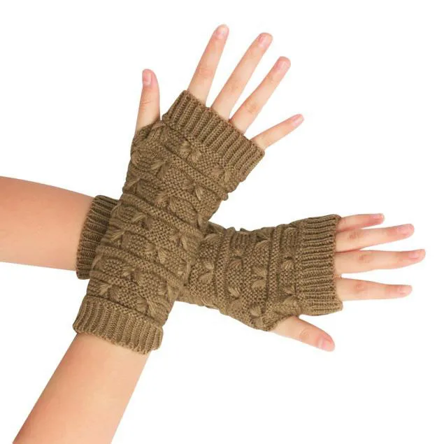Модные вязаные перчатки kancoold без пальцев, зимние перчатки унисекс, мягкие теплые шерстяные перчатки высокого качества для женщин 2018NOV23 - Цвет: Khaki