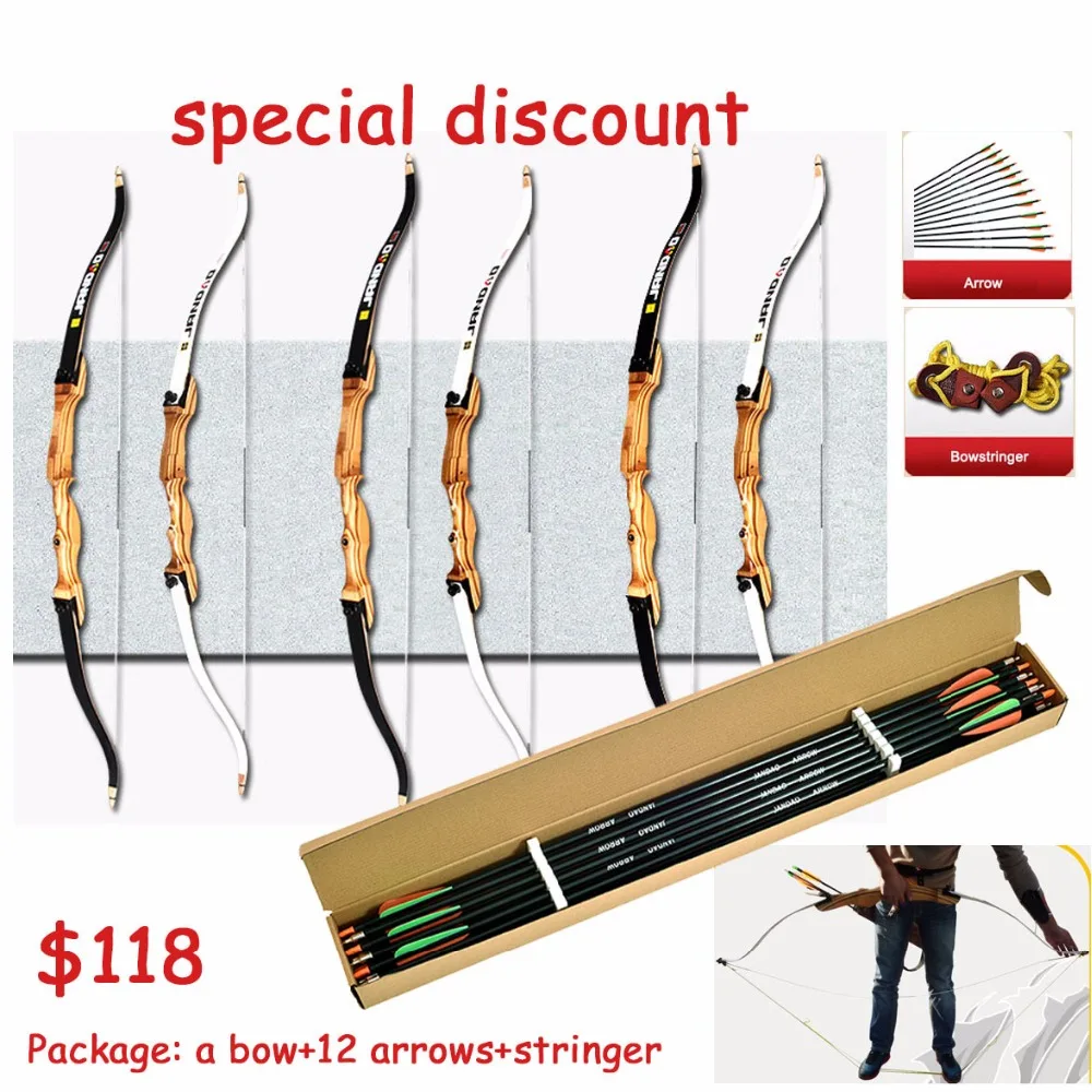 JANDAO Recurve Bow Wooden Traditional Archery Takedown Hunting Bow