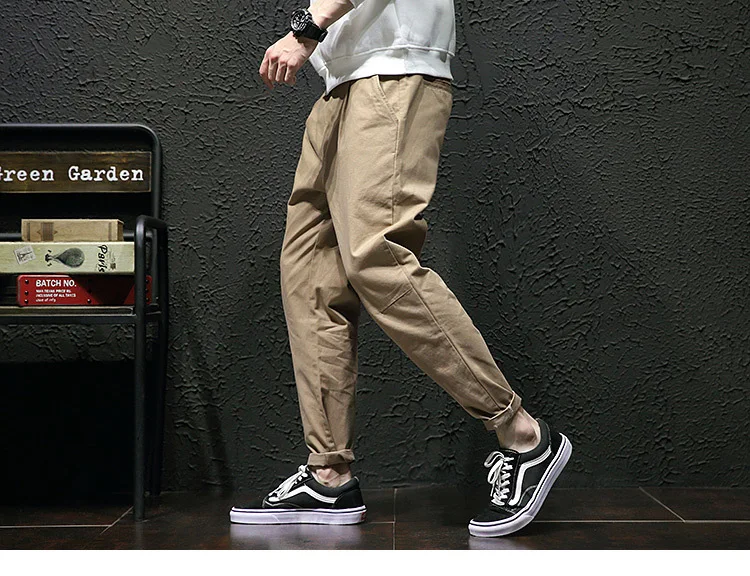 Японский Корейский стиль повседневные мужские прямые шаровары из чистого хлопка модные свободные брюки