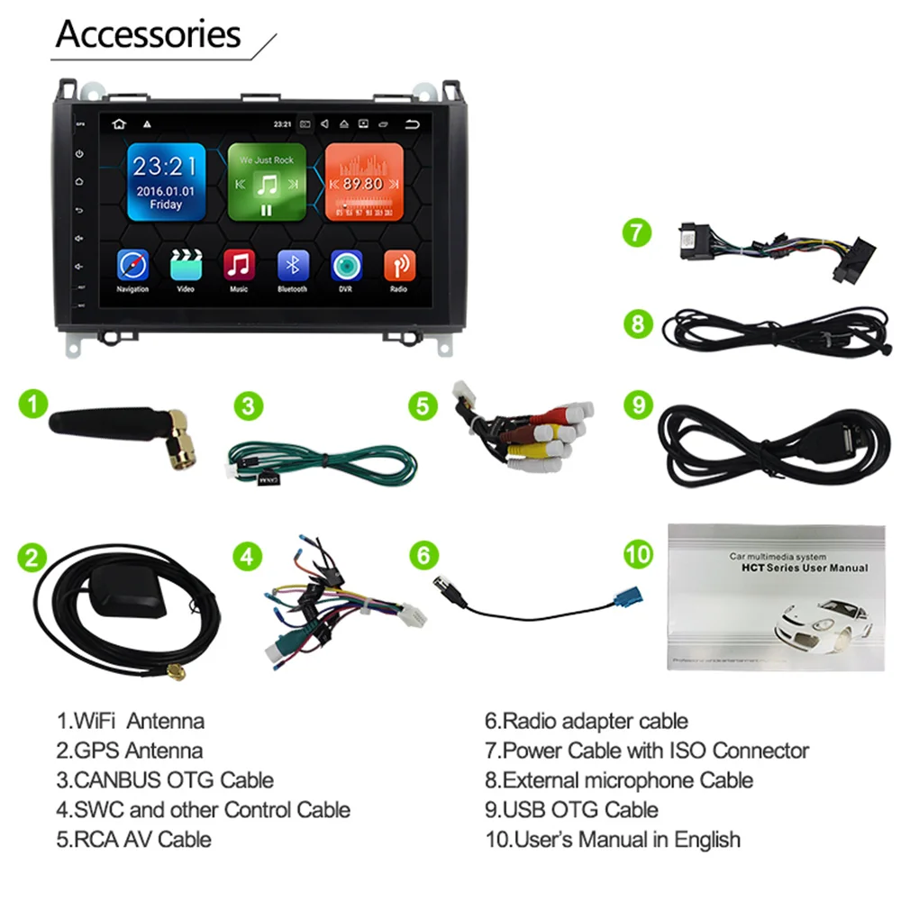 Perfect Eunavi 1 Din Auto Radio Android 9 For Mercedes/Benz/Sprinter/Viano/Vito/B-class/B200/B180 Car Multimedia Video DVD Player GPS FM 4