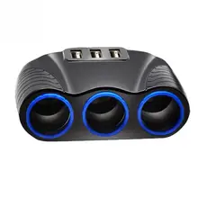 2018 Car Cigarette Lighter with two usb car charger 3 Way Car Accessories Power Adapter Charger 12-24V Switch Socket Splitter